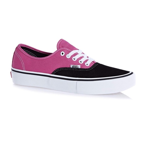 VANS Black Magenta Pink Canvas Suede Skate Shoes - Picture 2 of 8